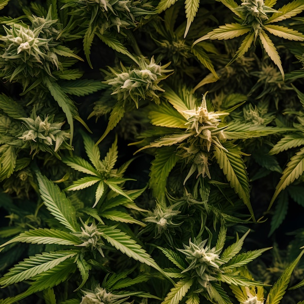 Fotografía de patrones sin fisuras de la planta de cannabis