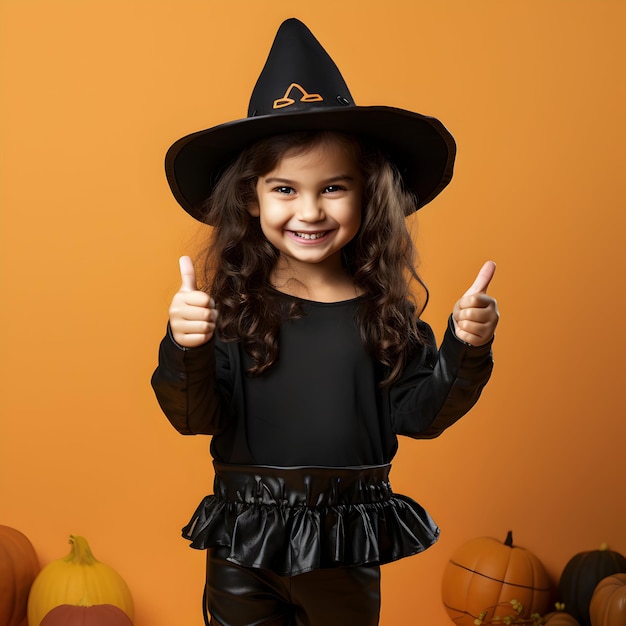 Fotografía pequeña bruja para el día de halloween ai generativo