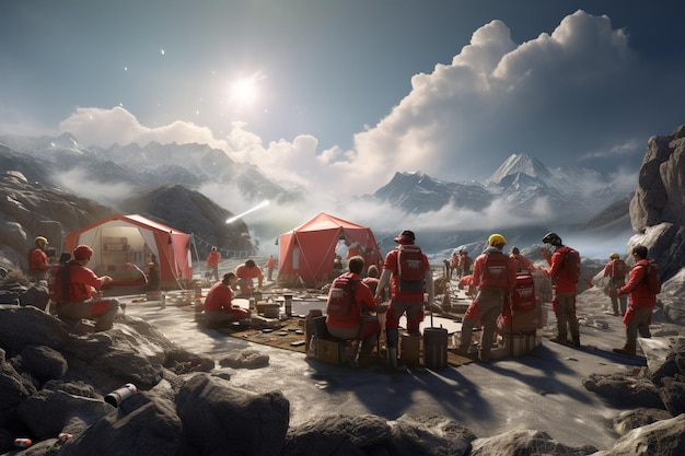 Fotografía de personas en actividades de equipo al aire libre.