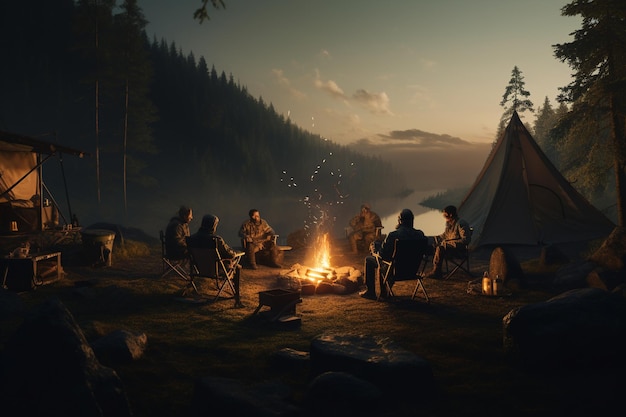 Fotografía de personas en aventuras de campamento.