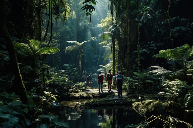 Fotografía de personas explorando las selvas tropicales