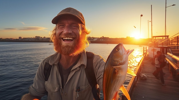 Foto fotografía de un pescador