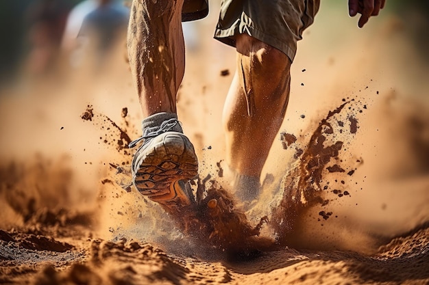 Fotografía de una pierna en movimiento vestida con un zapato deportivo de alto rendimiento