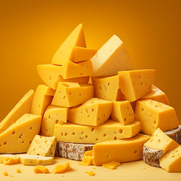 Fotografía de piezas de delicioso queso generadas