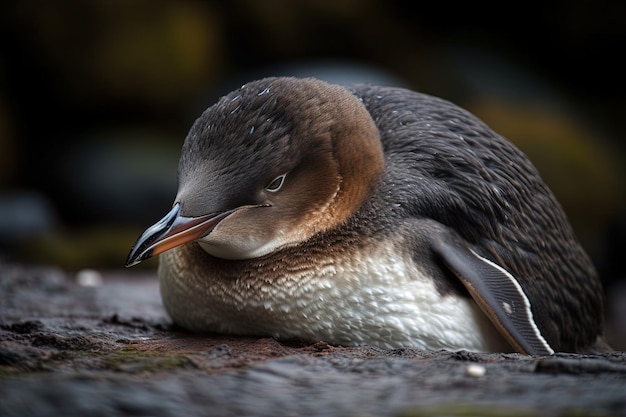 Fotografía de pingüino soñoliento