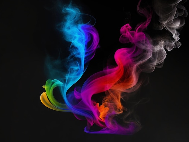 Fotografía de una pintura colorida con la palabra humo en ella