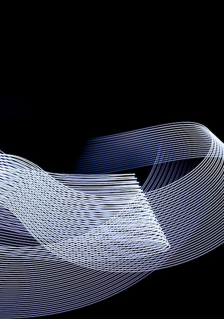 Fotografía de pintura con luz de larga exposición fondo abstracto líneas curvas de neón metálico vibrante