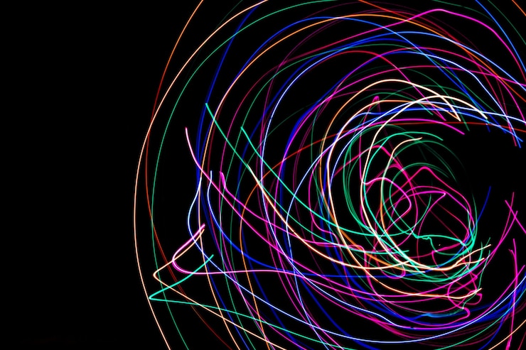 Foto fotografía de pintura de luz multicolor, imágenes coloridas de luz en la noche