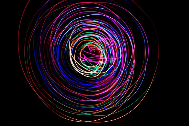 Foto fotografía de pintura de luz multicolor, imágenes coloridas de luz en la noche