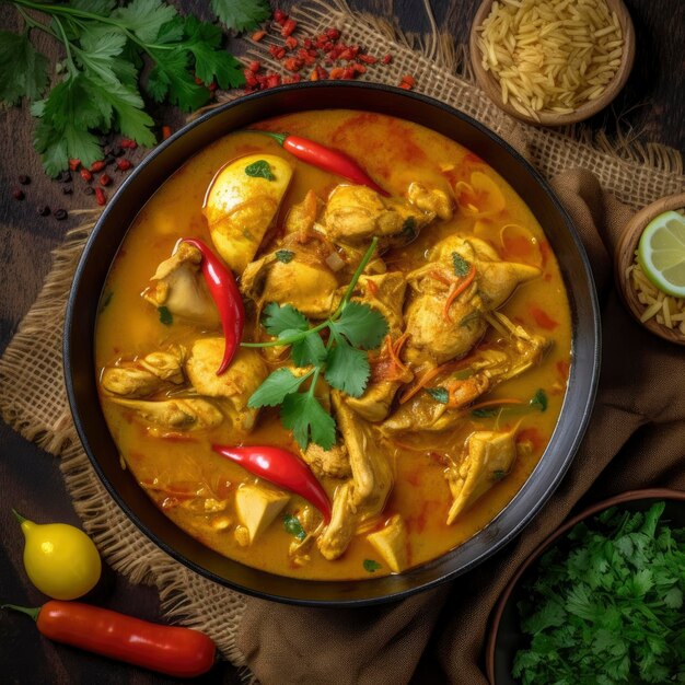 Fotografía de pollo con curry