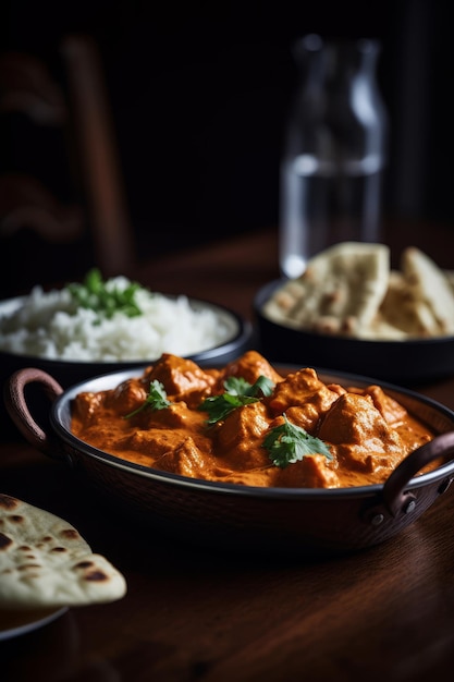 fotografía de pollo tikka masala IA generativa