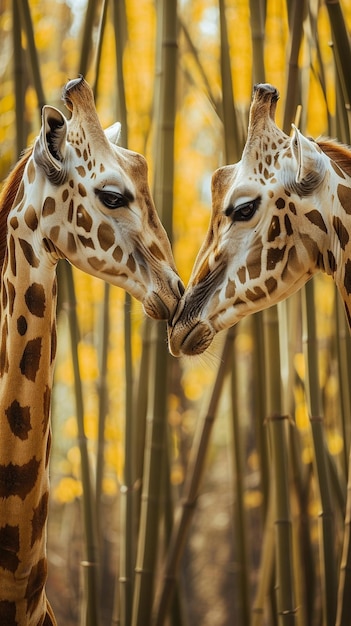 Fotografia premiada de um casal de girafas na floresta tropical