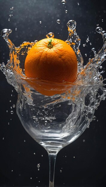 Foto fotografía premium de frutas de naranja maduras salpicando con agua fresca plantilla de publicidad de fondo