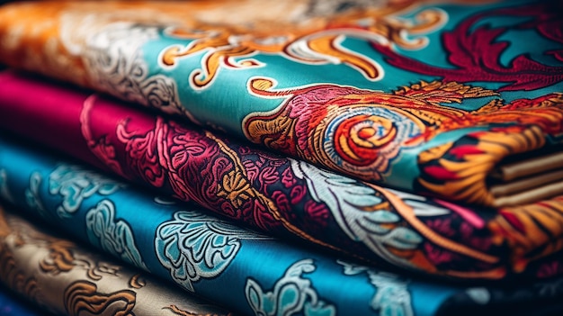Foto fotografía de primer plano en ángulo alto de textiles coloridos