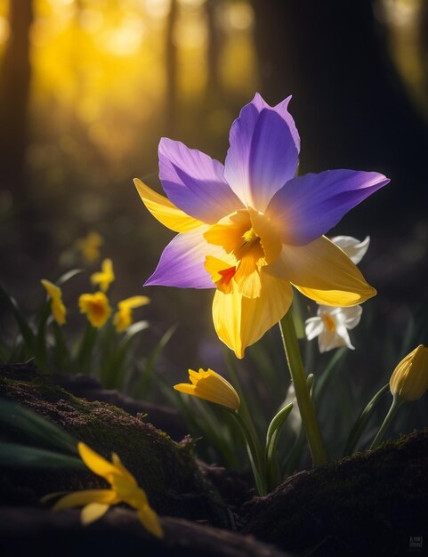 Fotografía de primer plano de flores silvestres en el bosque