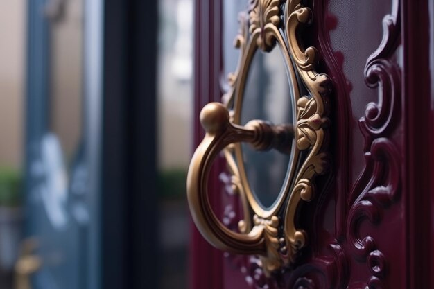 Fotografía en primer plano de una manija de puerta en el exterior creada con IA generativa