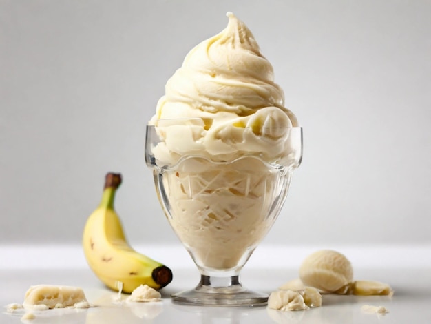 Fotografía de producto de helado de plátano en un tazón.