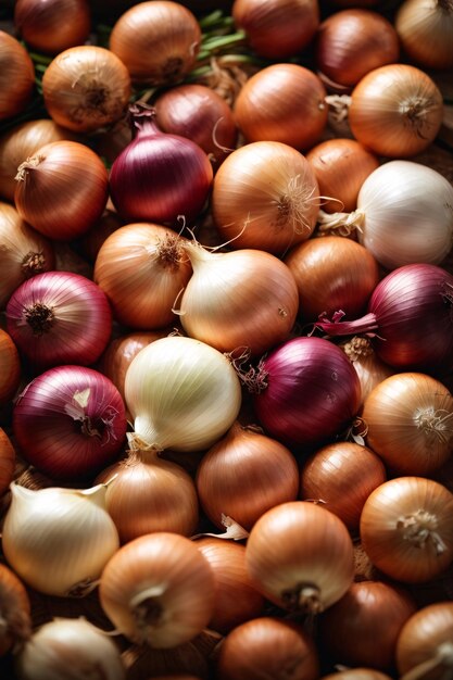 Fotografía de productos básicos de cebollas