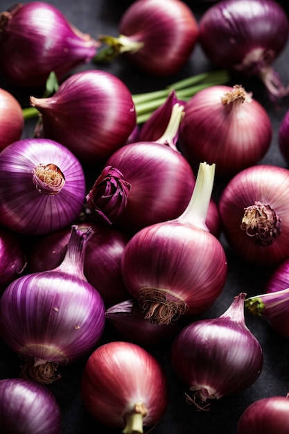 Fotografía de productos básicos de chalotes morados