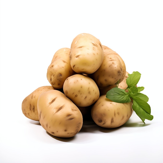 fotografía de productos de patatas con fondo blanco