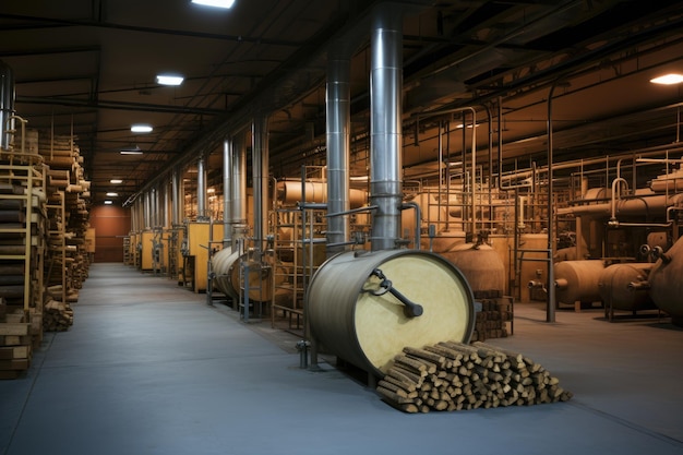 Fotografía profesional del almacén del espectáculo interior de la fábrica.