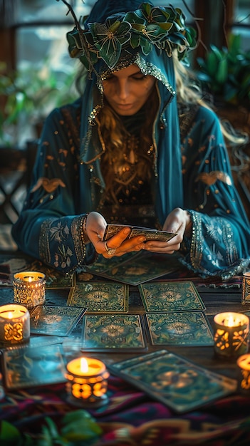 Foto fotografía profesional de la baraja de tarot