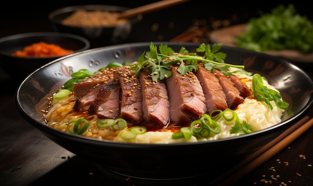 Fotografía profesional de comida de un cuenco de Tonkotsu Ramen