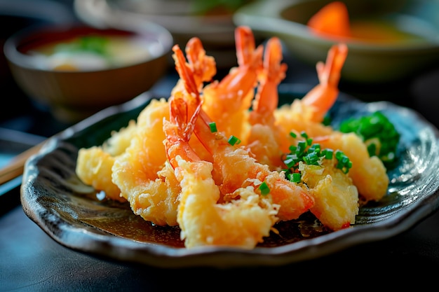 Fotografía profesional de comida que muestra el tempura japonés capturando su delicioso y apetitoso