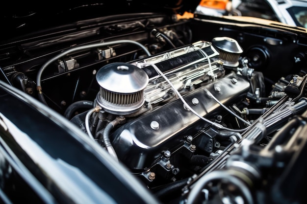 fotografía profesional del interior del motor del capó del automóvil Generado por IA