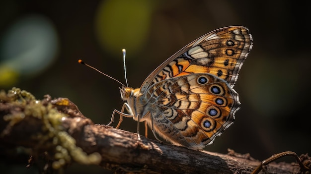 Foto fotografía profesional de una mariposa con fondo borroso