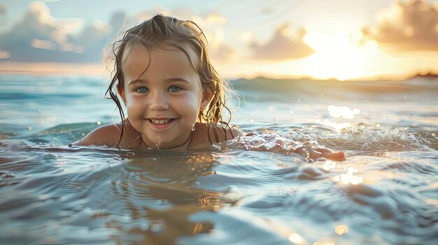 Foto fotografia profissional criança emergindo do oceano