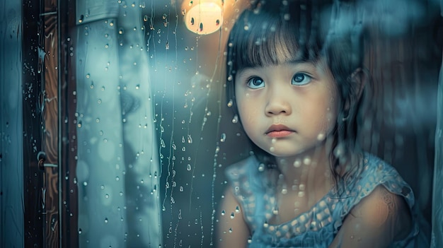 Fotografia profissional Criança olhando pela janela