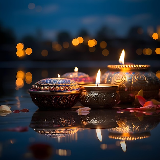 Fotografia profissional da atmosfera festiva do festival de Diwali e espiritualidade de Diwali