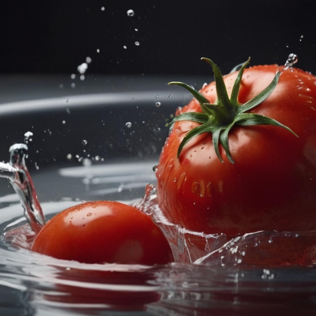 Fotografia profissional de alta velocidade capturando tomates afundando no tanque de água