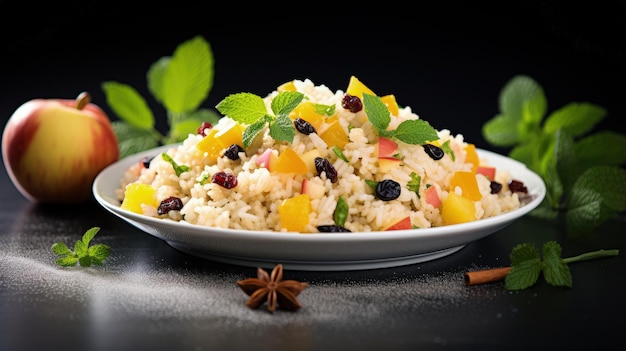 Fotografia profissional de comida de pilaf de frutas