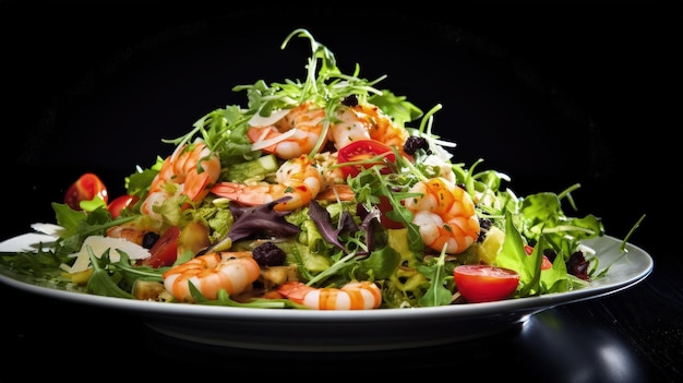 Fotografia profissional de salada com camarão
