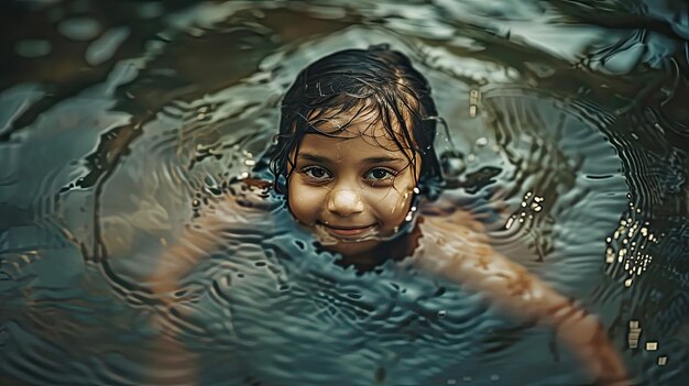 Fotografia profissional Rostos de crianças emergindo da água Imagem cativante