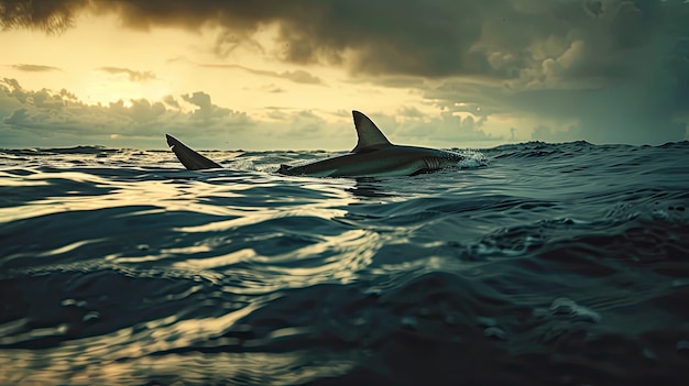 Fotografia profissional Tubarão perigoso no oceano