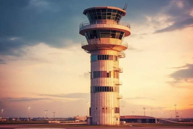 Fotografía publicitaria profesional de la torre de control de tráfico aéreo