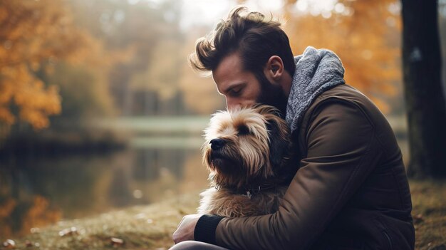 Una fotografía que muestra la dedicación y perseverancia del dueño de una mascota mientras trabaja en el comportamiento.