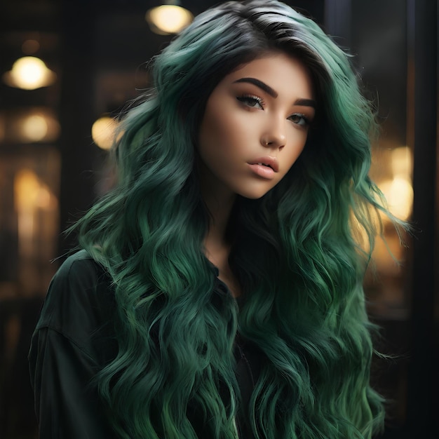 Una fotografía que muestra a Madison Beers con un llamativo cabello verde.