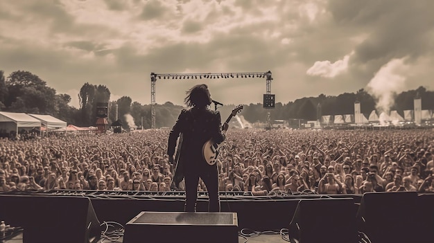 Fotografía real del festival de música rock.