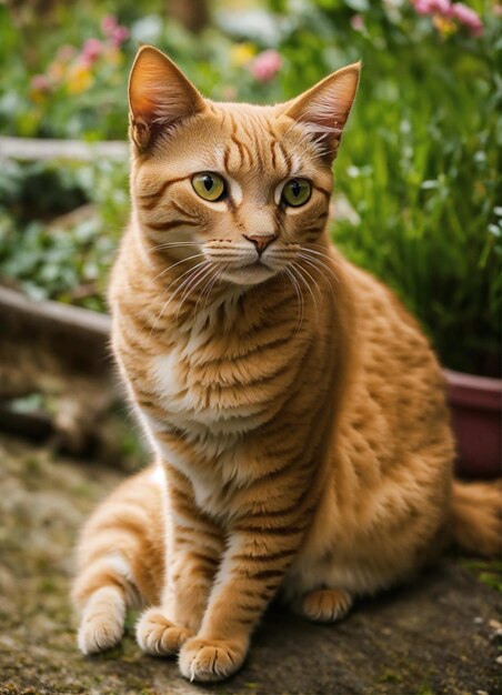 Una fotografía realista de un gato rojo