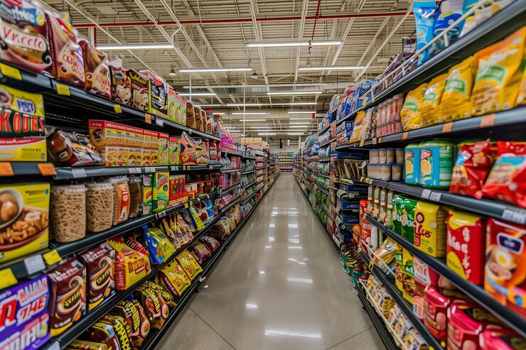 Fotografía realista de un supermercado