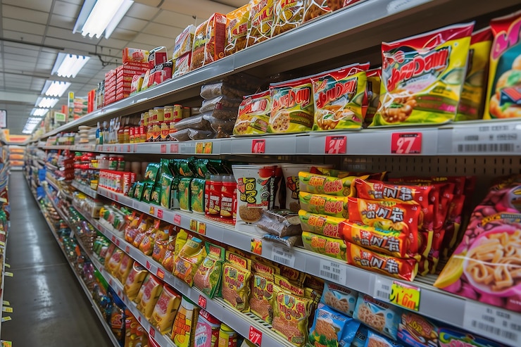 Fotografía realista de un supermercado