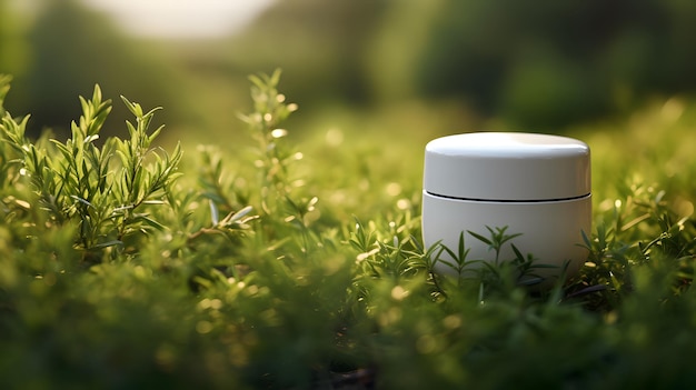 Fotografía de un recipiente de cerámica blanca con especias para té en un entorno tradicional