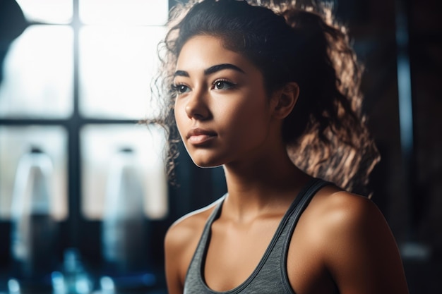 Fotografia recortada de uma jovem atleta atraente fazendo uma pausa depois de seu treino