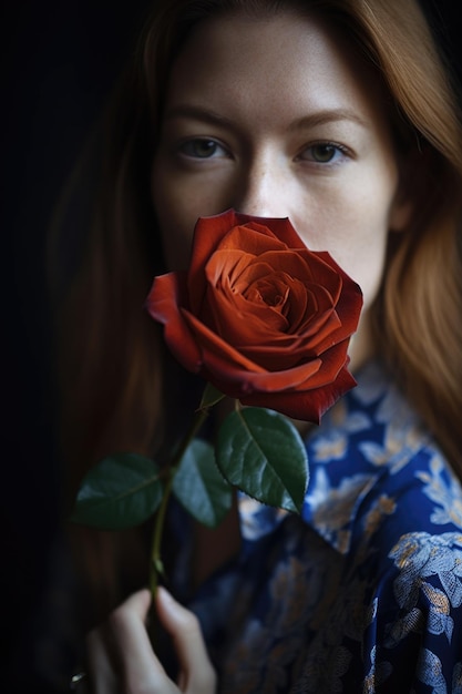 Fotografía recortada de una mujer irreconocible sosteniendo una rosa