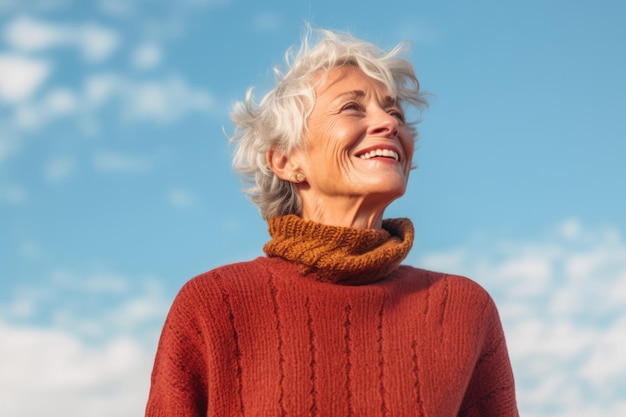 Foto fotografía de retrato de un concepto de salud de mujer madura sonriente feliz