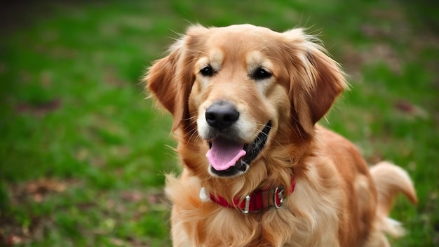 Fotografía selectiva de un adorable golden retriever al aire libre